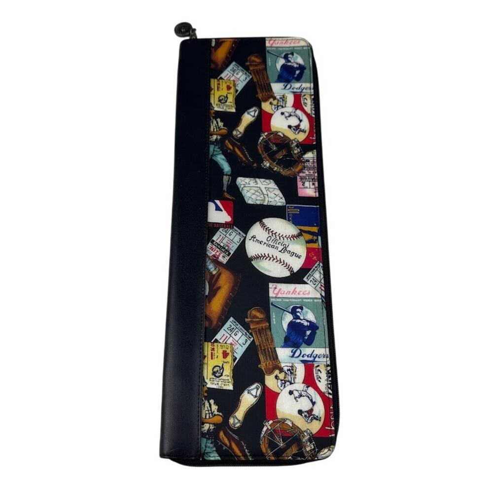 Nicole Miller Baseball Themed Silk Travel Tie Case – Vintage MLB-Inspired Design